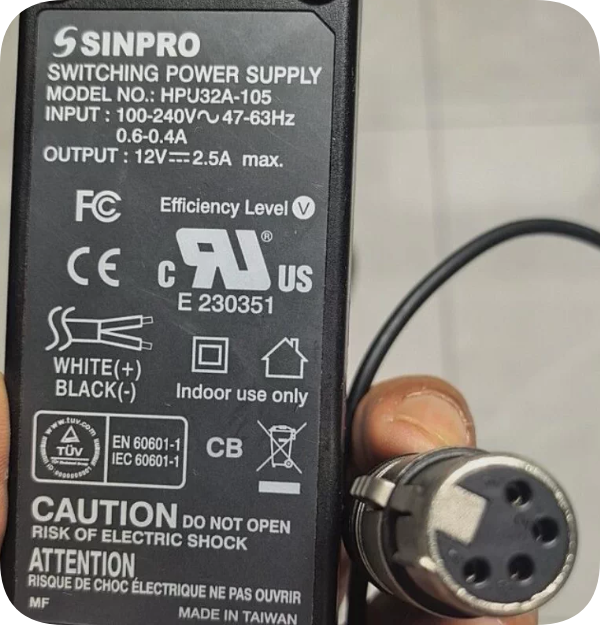 *Brand NEW*SINPRO Switching Power Supply, Model HPU32A-105, Output 12V 2.5A max 4-hole c